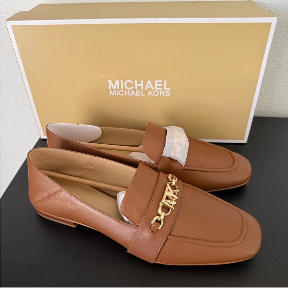 NEW Michael Kors Tiffanie Tan Leather Loafers Slip on